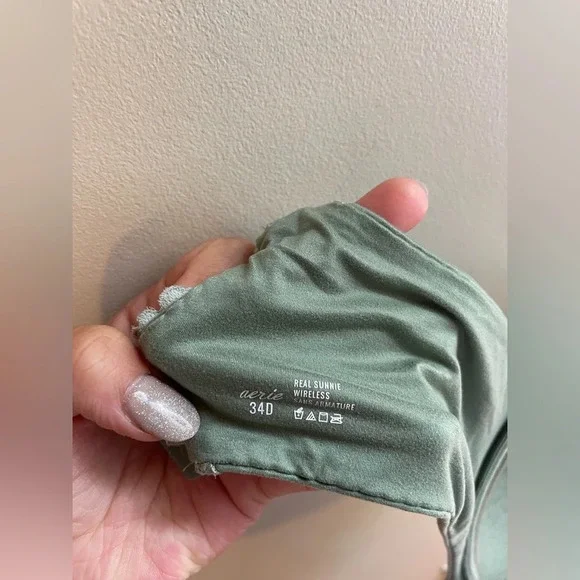 Aerie Sage Green Lacey Padded Bra with No Underwire - Picture 3 of 4